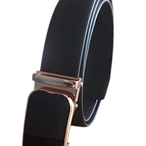 Pasek SKÓRZANY męski automat CZARNY 125 CM