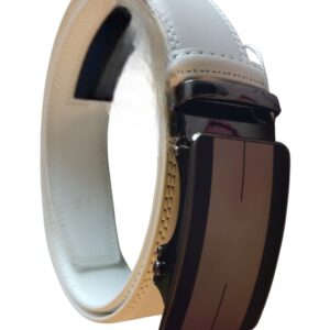 Pasek SKÓRZANY męski automat BIAŁY 120 CM