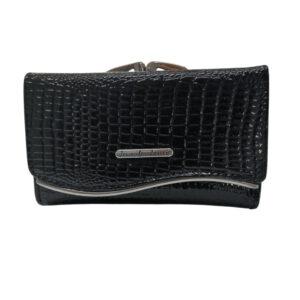 Portfel damski skórzany średni czarny skóra lakierowana Jennifer Jones
