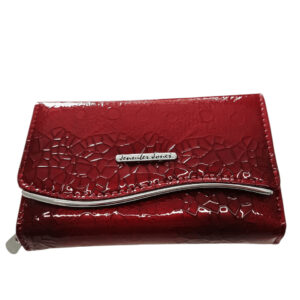 Portfel Damski Skóra Naturalna Czerwony Jennifer Jones Lakierowany