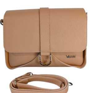 Torebka listonoszka damska skóra naturalna beżowa na ramię