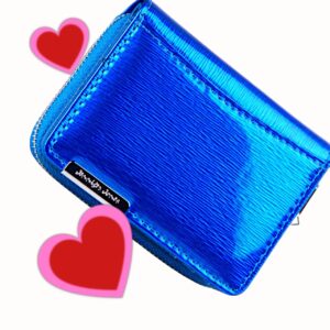 Mały portfel damski Jennifer Jones niebieski lakierowany