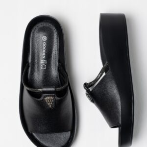 Nowoczesne Damskie Klapki z Grubszą Podeszwą GD-FL1700 czarne