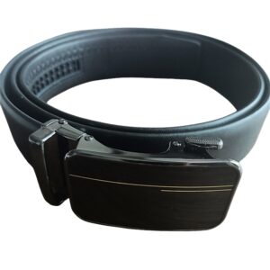 Pasek SKÓRZANY męski automat CZARNY 125 CM