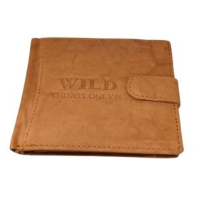 Portfel Męski Skórzany jasny brąz WILD Skóra Licowa Poziomy Z Zapięciem