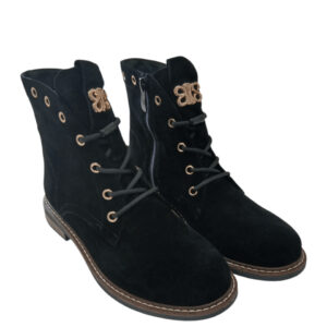 Botki damskie skóra naturalna zamszowa czarne