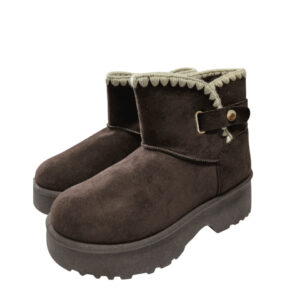 Botki damskie Brązowe ocieplane zamszowe