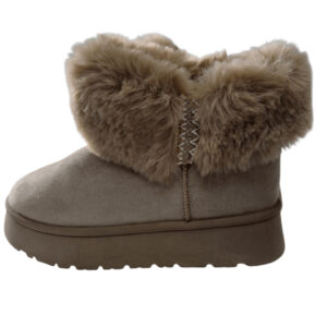 Botki damskie śniegowce ocieplane na Grubej podeszwie Khaki