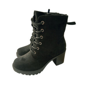 Botki damskie sznurowane czarne obcas