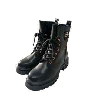 Botki damskie zimowe sznurowane ocieplane czarne