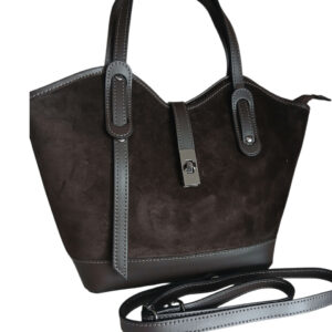 Torebka damska skórzana zamszowa ciemny Brąz