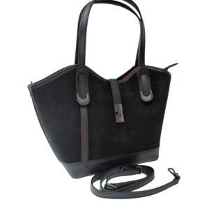 Torebka damska skórzana zamszowa czarna