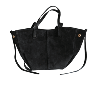 VERA PELLE torebka damska skórzana zamsz  Czarna shopper hit sezonu