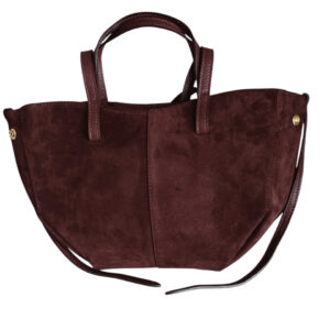 VERA PELLE torebka damska skórzana zamsz  Bordowa shopper hit sezonu