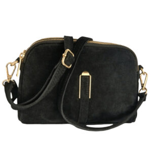 Listonoszka Damska skóra naturalna zamszowa czarna