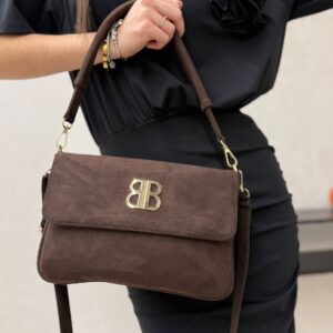 Torebka damska Laura Biaggi welurowa Brązowa