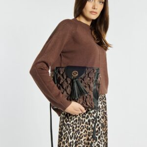 TOREBKA DAMSKA LISTONOSZKA CZARNA Z BRĄZEM Monnari