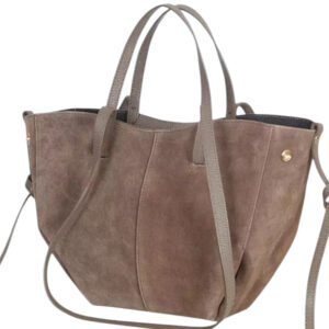 VERA PELLE torebka damska skórzana zamsz Brąz shopper hit sezonu