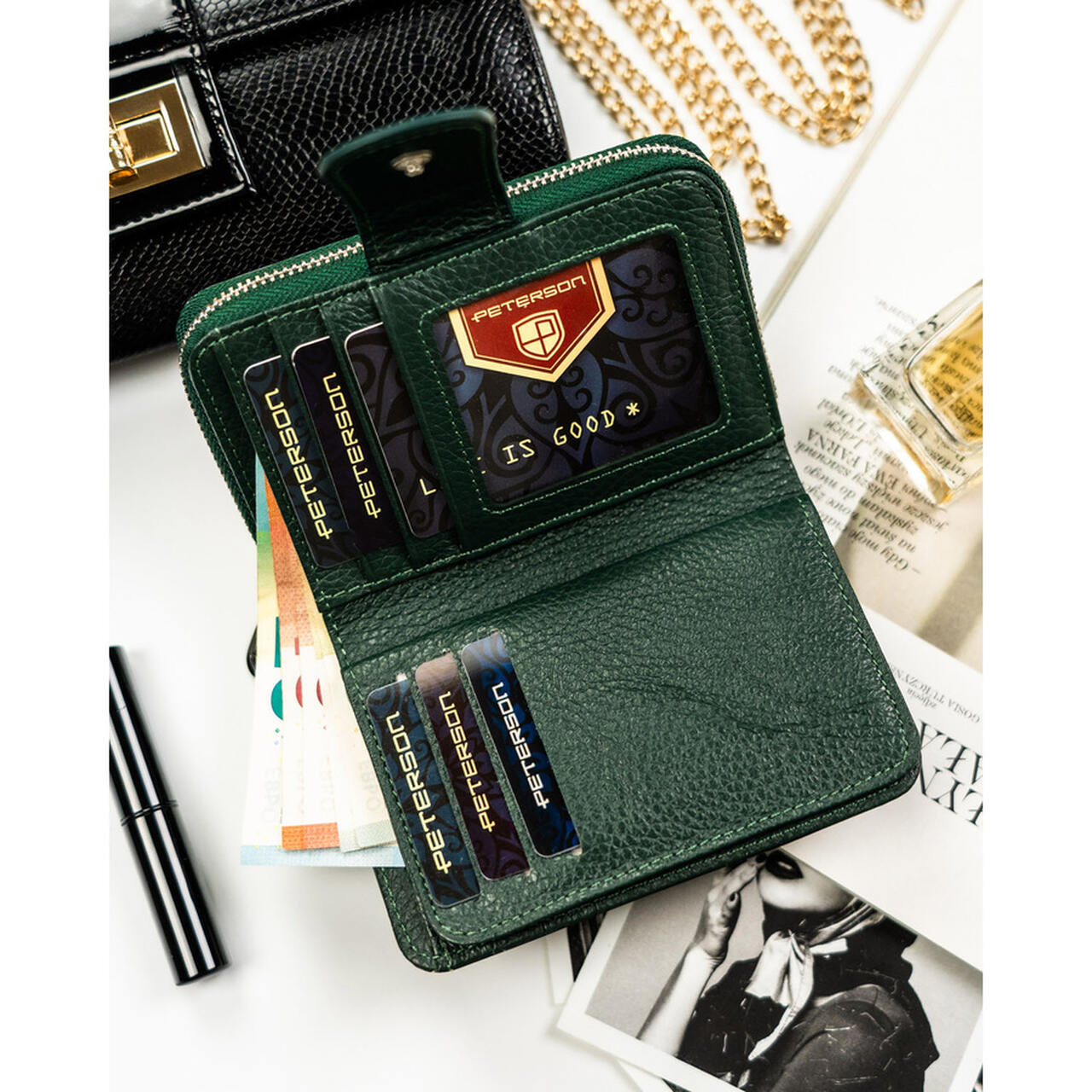 Fioletowy portfel damski ze skóry naturalnej PTN PS115-FDS PURPLE Peterson - obrazek 7