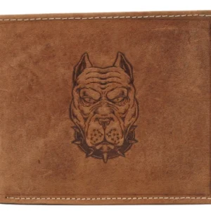 PORTFEL MĘSKI SKÓRZANY WILD Z WIZERUNKIEM PSA N992-CHM JASNY BRĄZ