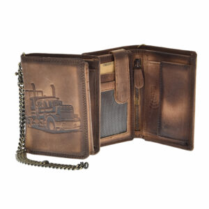 PORTFEL MĘSKI WZÓR CIĘŻARÓWKI BRĄZOWY Z ŁAŃCUCHEM N4C-WIN