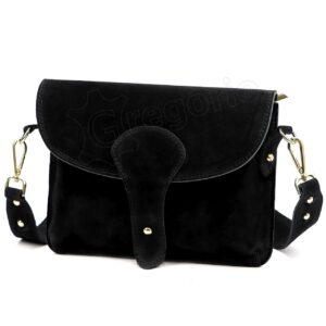 DUŻA DAMSKA TOREBKA SKÓRA ZAMSZOWA DOLARRO INSTAGRAMKA 24-071 D CZARNA