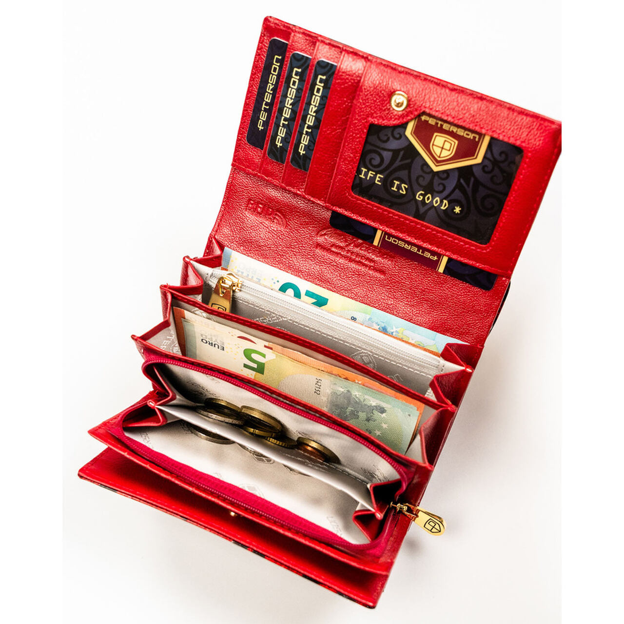 DAMSKI PORTFEL PETERSON CZERWONY SKÓRZANY PTN PS112-PDS/2197 - obrazek 2