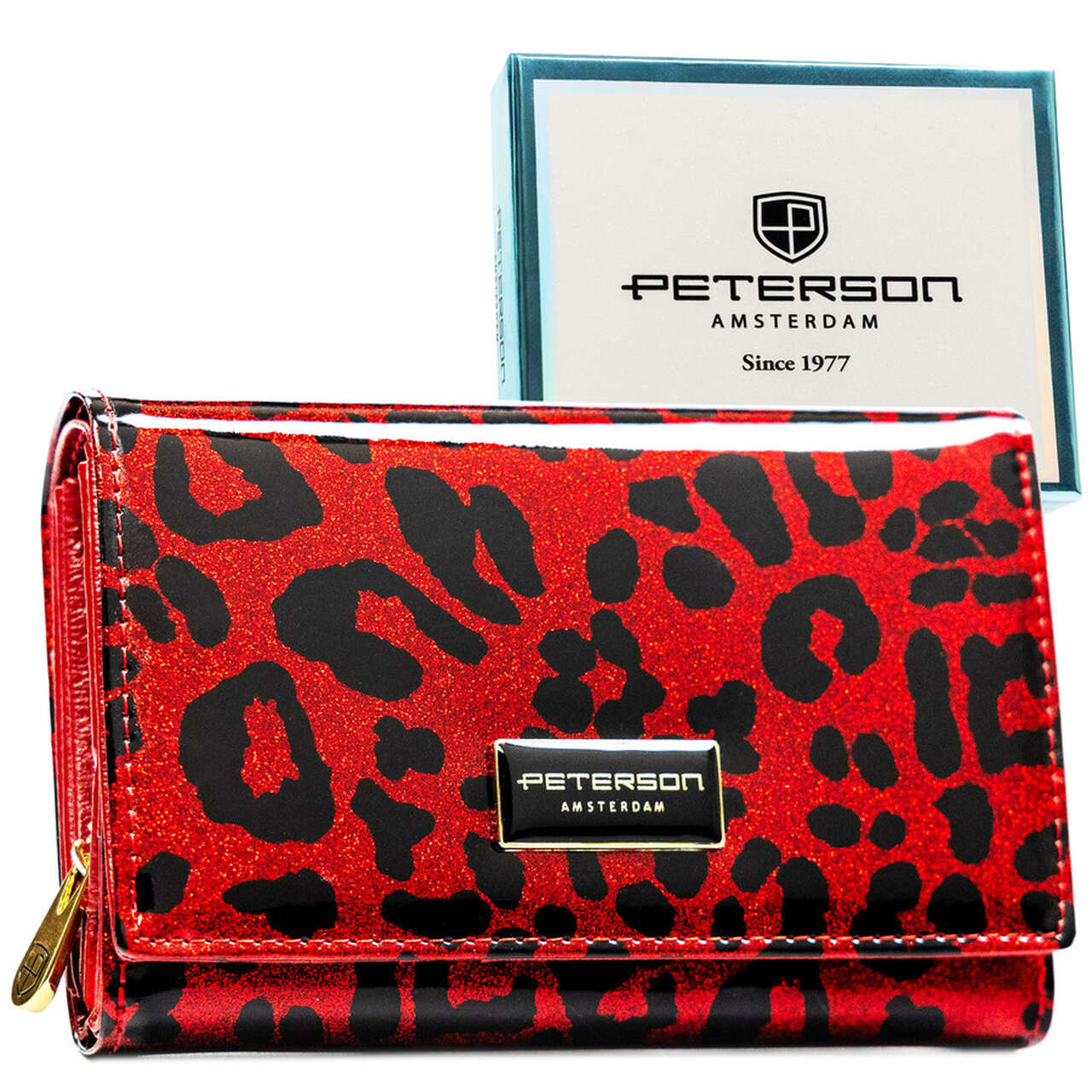 DAMSKI PORTFEL PETERSON CZERWONY SKÓRZANY PTN PS112-PDS/2197
