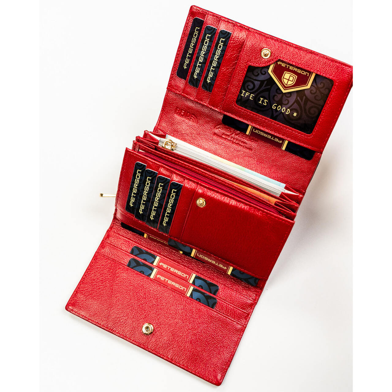 DAMSKI PORTFEL PETERSON CZERWONY SKÓRZANY PTN PS112-PDS/2197 - obrazek 3