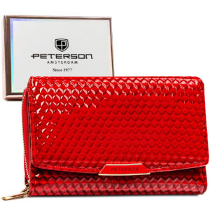 CZERWONY PORTFEL DAMSKI PETERSON SKÓRA EKOLOGICZNA PTN001-CUB/9037