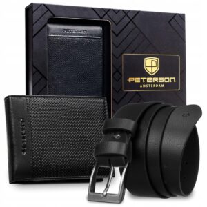 ZESTAW PREZENTOWY PETERSON PORTFEL/ PASEK 140 CM PTN N992-DOT-125-BW