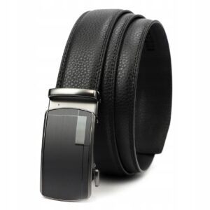 PASEK MĘSKI SKÓRZANY CZARNY KLAMRA AUTOMATYCZNA Nordee BA005-130 cm