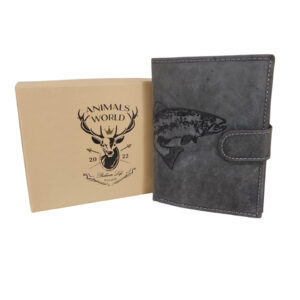PORTFEL MĘSKI SKÓRZANY CZARNY/SZARY RYBA N4L-CHM/FISH/9950