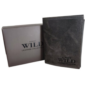 MĘSKI PORTFEL SKÓRZANY ALWAYS WILD CZARNY/SZARY N4L-P-CHM/0983
