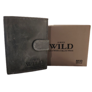MĘSKI PORTFEL SKÓRZANY ALWAYS WILD CZARNY/SZARY N4L-P-CHM/1010