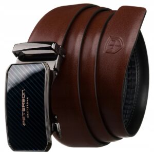 PASEK MĘSKI PETERSON SKÓRZANY BRĄZOWY A016 140 CM