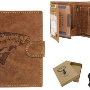 PORTFEL MĘSKI SKÓRZANY BRĄZOWY RYBA N4L-CHM/FISH/2413