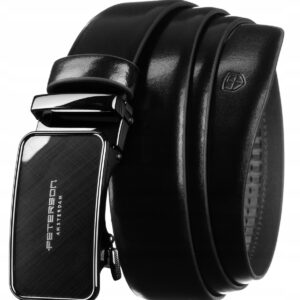 PASEK MĘSKI SKÓRA NATURALNA PETERSON CZARNY AUTOMAT PTN A013 140 CM