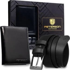 Zestaw prezentowy MĘSKI Peterson Portfel pasek 140 czarny