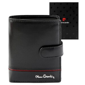 PIERRE CARDIN PORTFEL SKÓRZANY CZARNY/CZERWONY YS605 326A