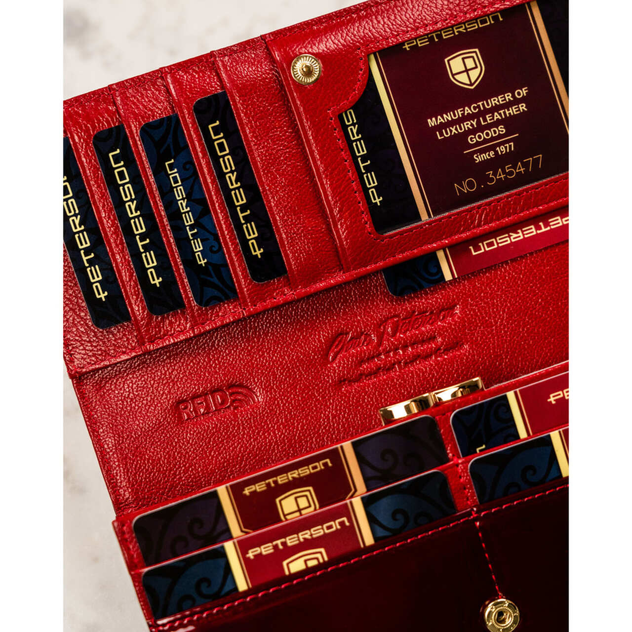 PORTFEL DAMSKI PETERSON SKÓRZANY CZERWONY PTN 42122 - obrazek 4