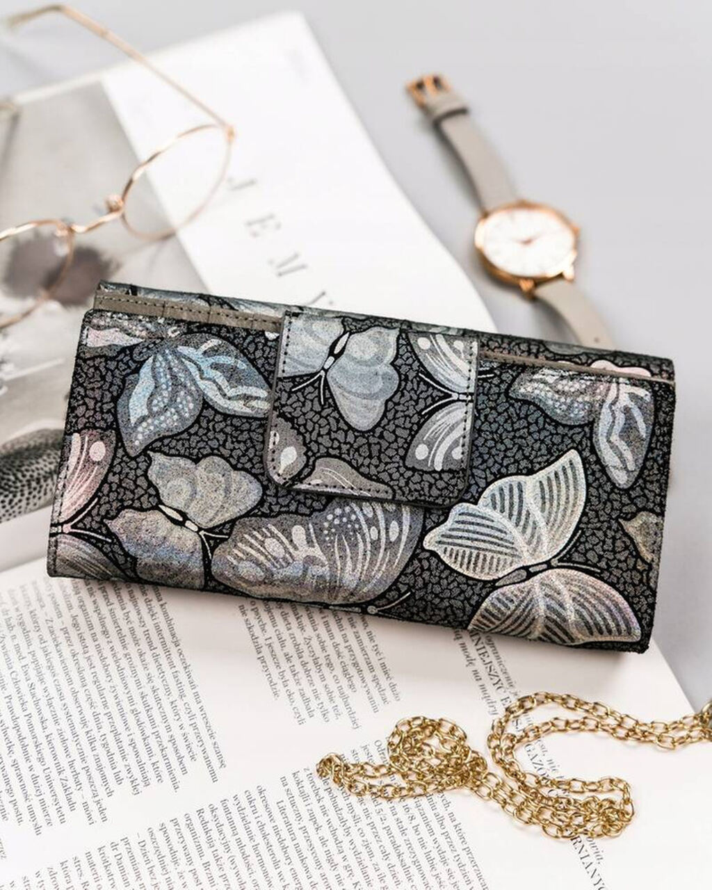 DUŻY PORTFEL DAMSKI HOLOGRAFICZNY WZÓR NIEBIESKI PTN4200-ONBF - obrazek 12