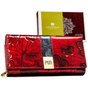 DAMSKI PORTFEL SKÓRZANY PETERSON CZERWONY PTN42100-NBF/7145