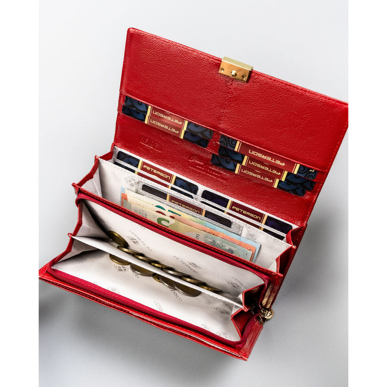 DAMSKI PORTFEL SKÓRZANY PETERSON CZERWONY PTN42100-NBF/7145 - obrazek 3