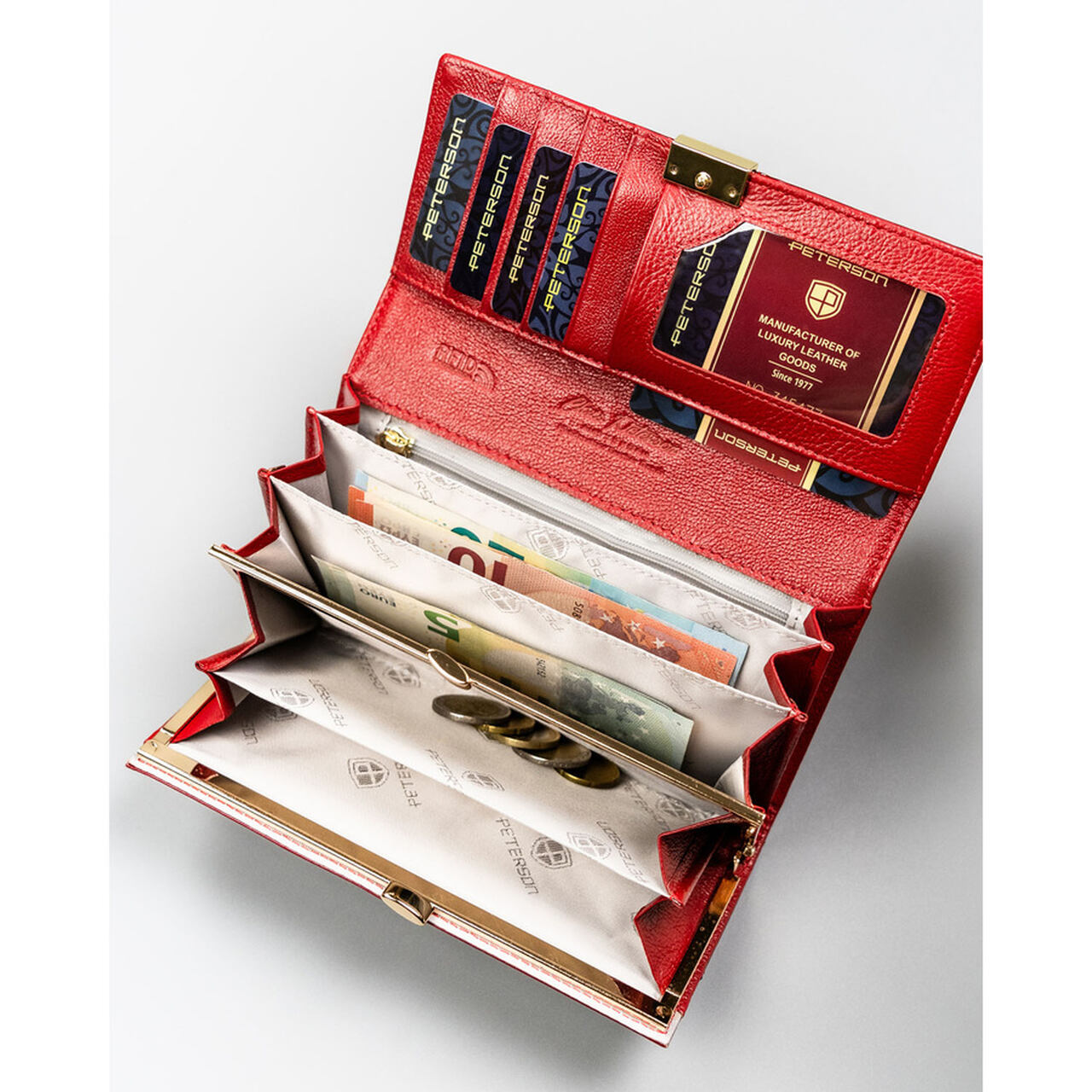 PORTFEL DAMSKI SKÓRZANY CZERWONY PETERSON PTN72401NBF/7107 - obrazek 2