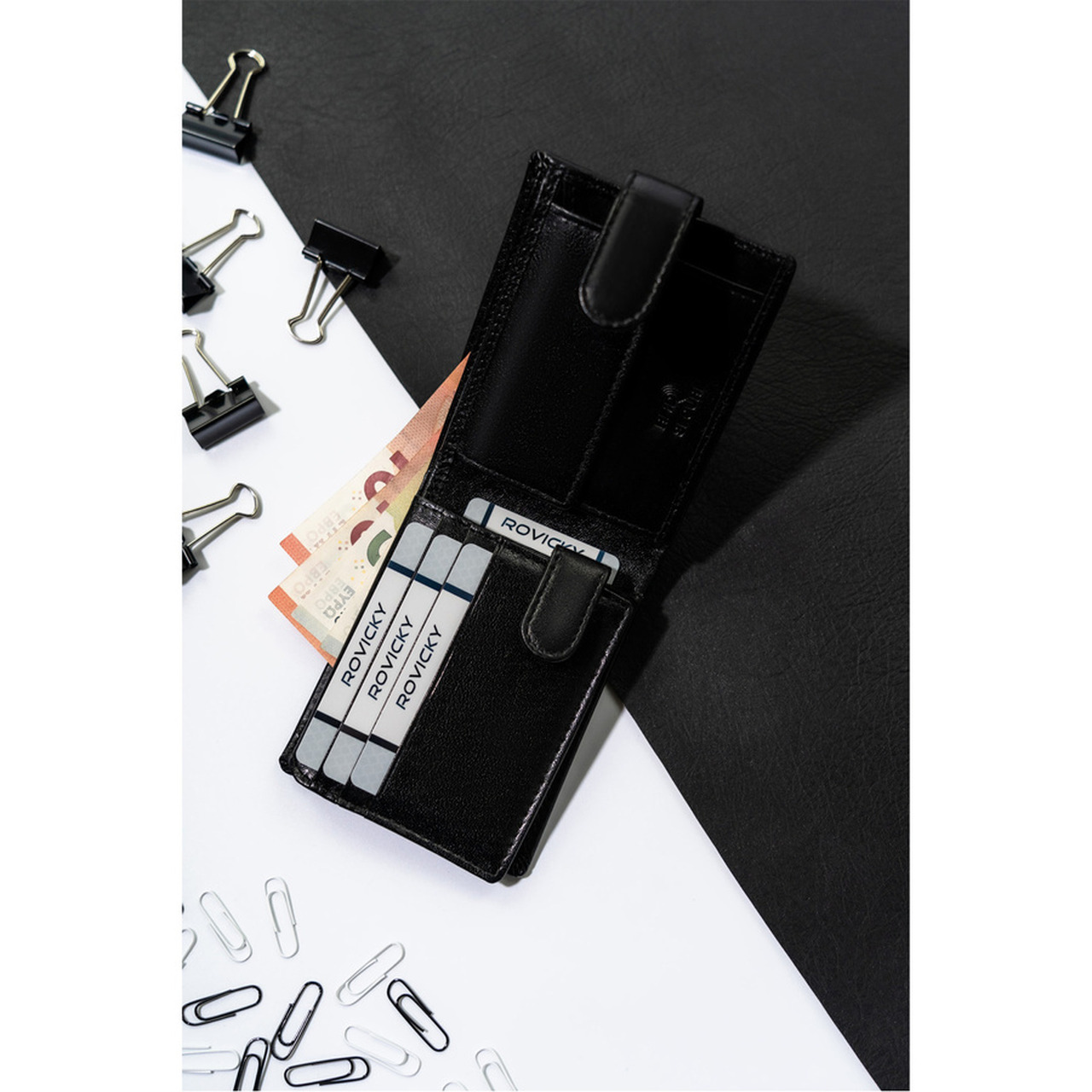 PORTFEL MĘSKI ROVICKY CZARNY SKÓRZANY CPR-021L-NBAR/5458 - obrazek 2