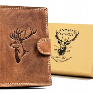 PORTFEL MĘSKI SKÓRZANY BRĄZOWY N4L-CHM/DEER/2383