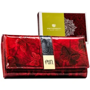 PORTFEL DAMSKI SKÓRZANY CZERWONY PETERSON PTN72401NBF/7107