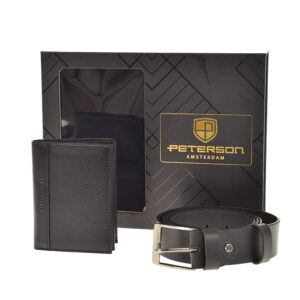 Zestaw prezentowy MĘSKI Peterson Portfel pasek 140 czarny PTN N4-BW-0756