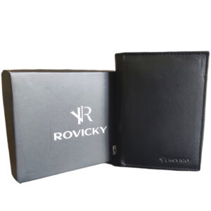 Męski skórzany portfel ROVICKY czarny 0001-RVD/0130 BLACK